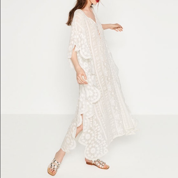 New Zara White Summer Kaftan S 